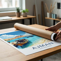 Ajman Poster - United Arab Emirates Wall Art - Dhow Boats Coast Home Decor