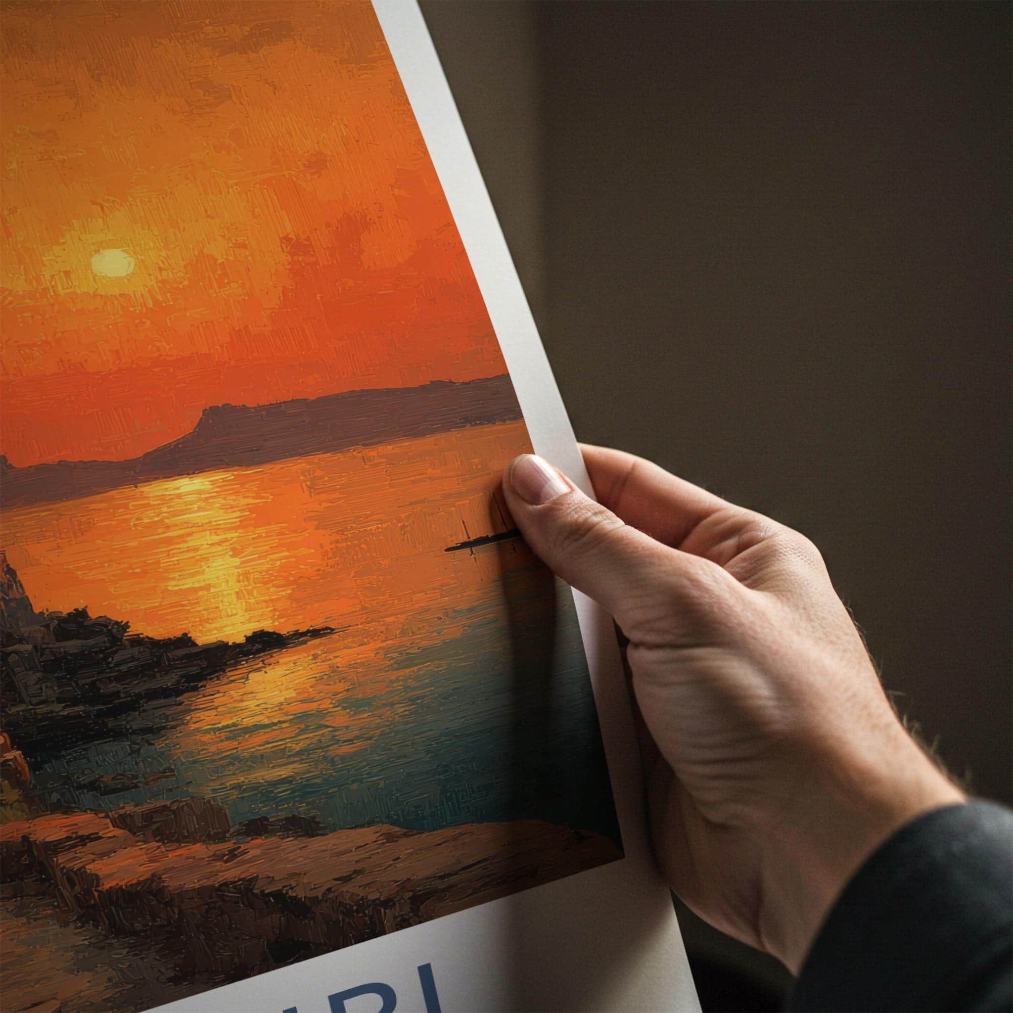 Akrotiri Poster - Greece Travel Art - Ancient Village Sunset Home Decor