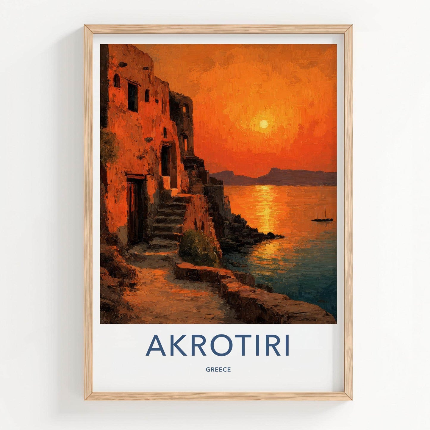 Akrotiri Poster - Greece Travel Art - Ancient Village Sunset Home Decor