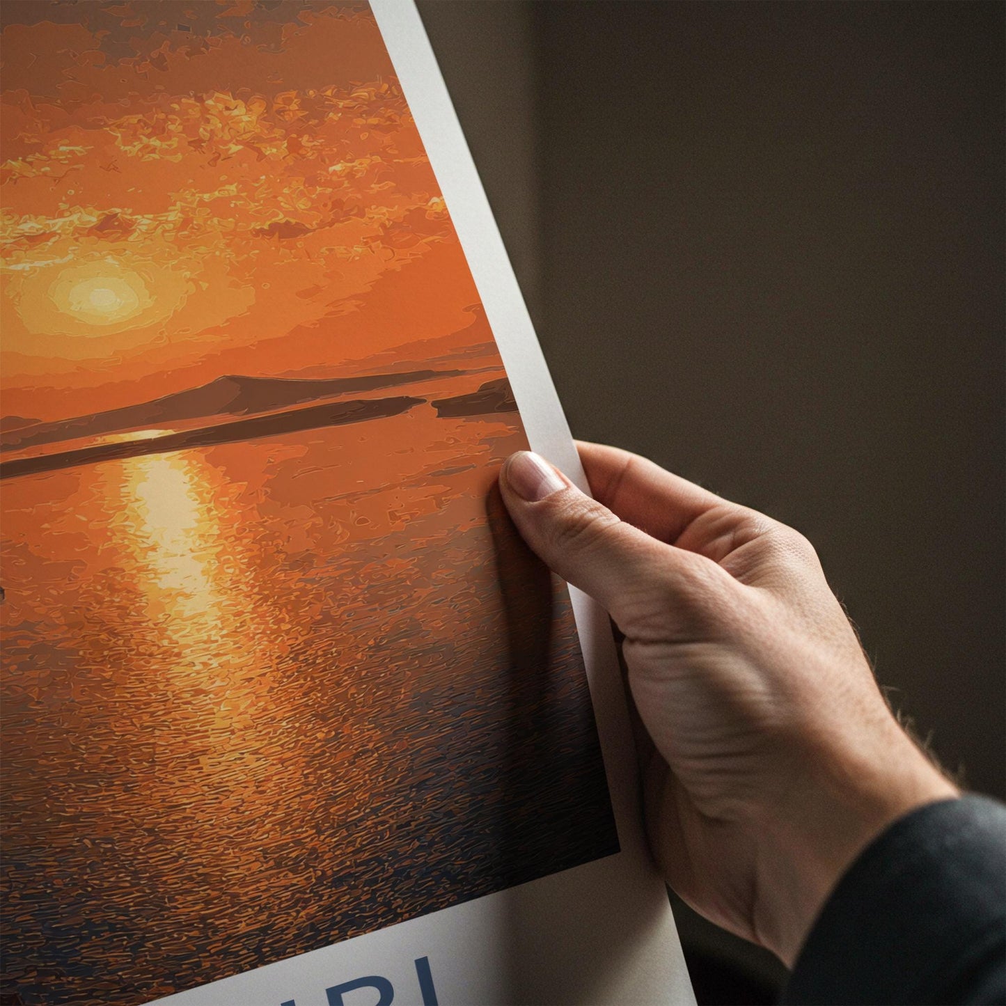Akrotiri Poster - Greece Travel Art - Golden Sunset Island Wall Decor