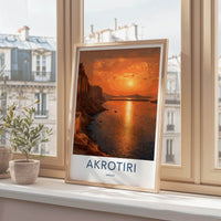 Akrotiri Poster - Greece Travel Art - Golden Sunset Island Wall Decor