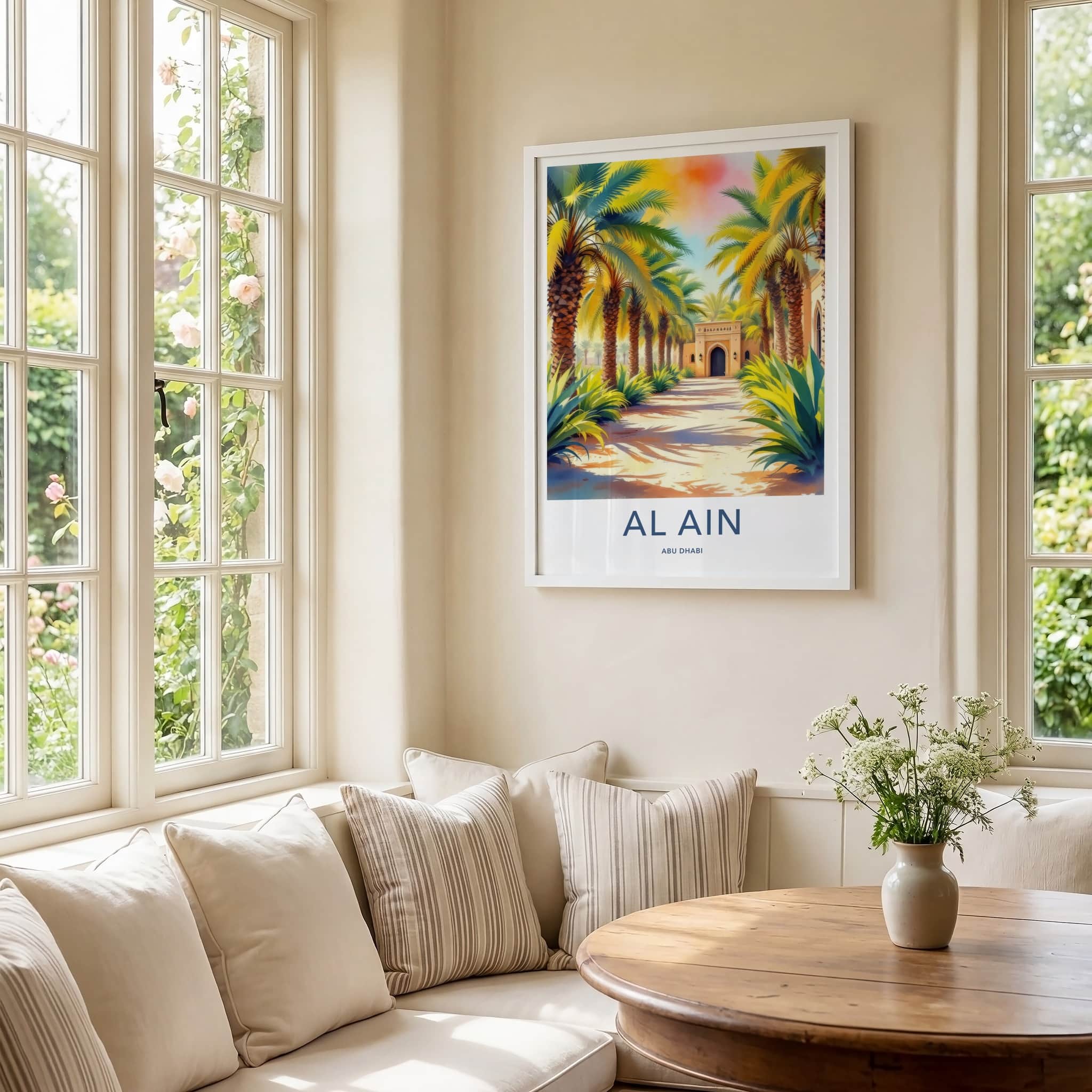Al Ain Poster - United Arab Emirates Art Print - Palm Lined Entrance Gallery Art