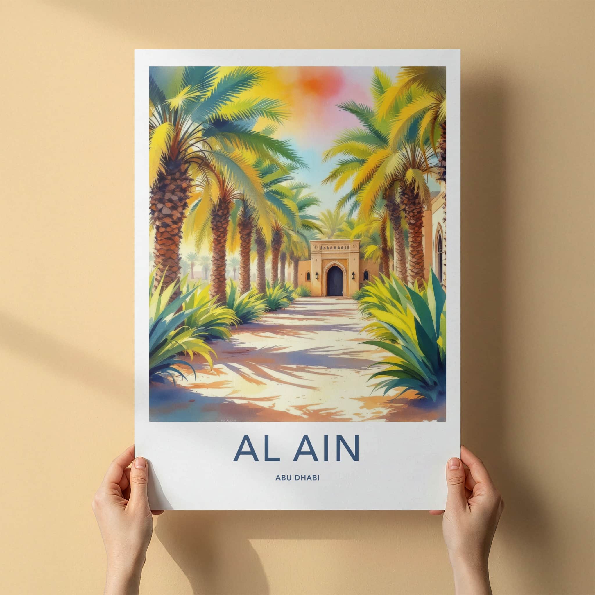 Al Ain Poster - United Arab Emirates Art Print - Palm Lined Entrance Gallery Art