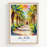 Al Ain Poster - United Arab Emirates Art Print - Palm Lined Entrance Gallery Art