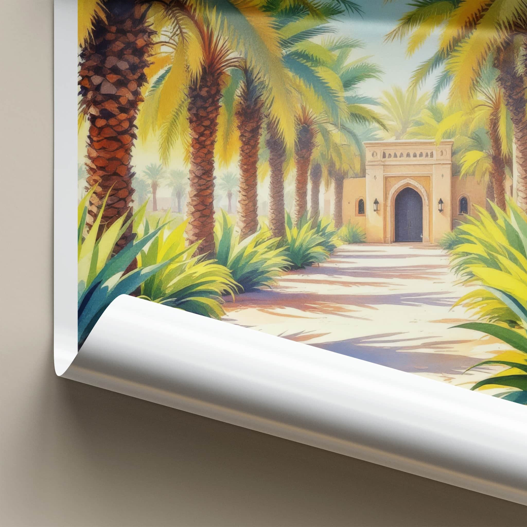 Al Ain Poster - United Arab Emirates Art Print - Palm Lined Entrance Gallery Art