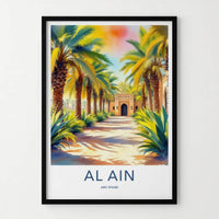 Al Ain Poster - United Arab Emirates Art Print - Palm Lined Entrance Gallery Art