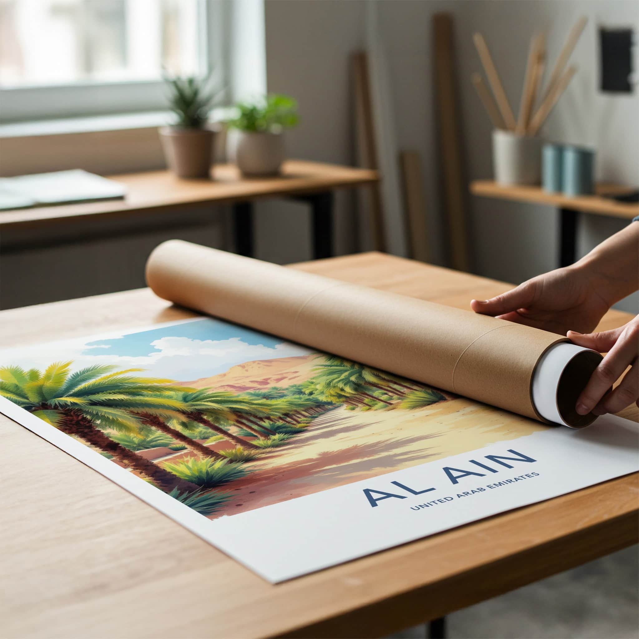 AL Ain Poster United Arab Emirates Palm Trees Desert Fine Art Wall Art