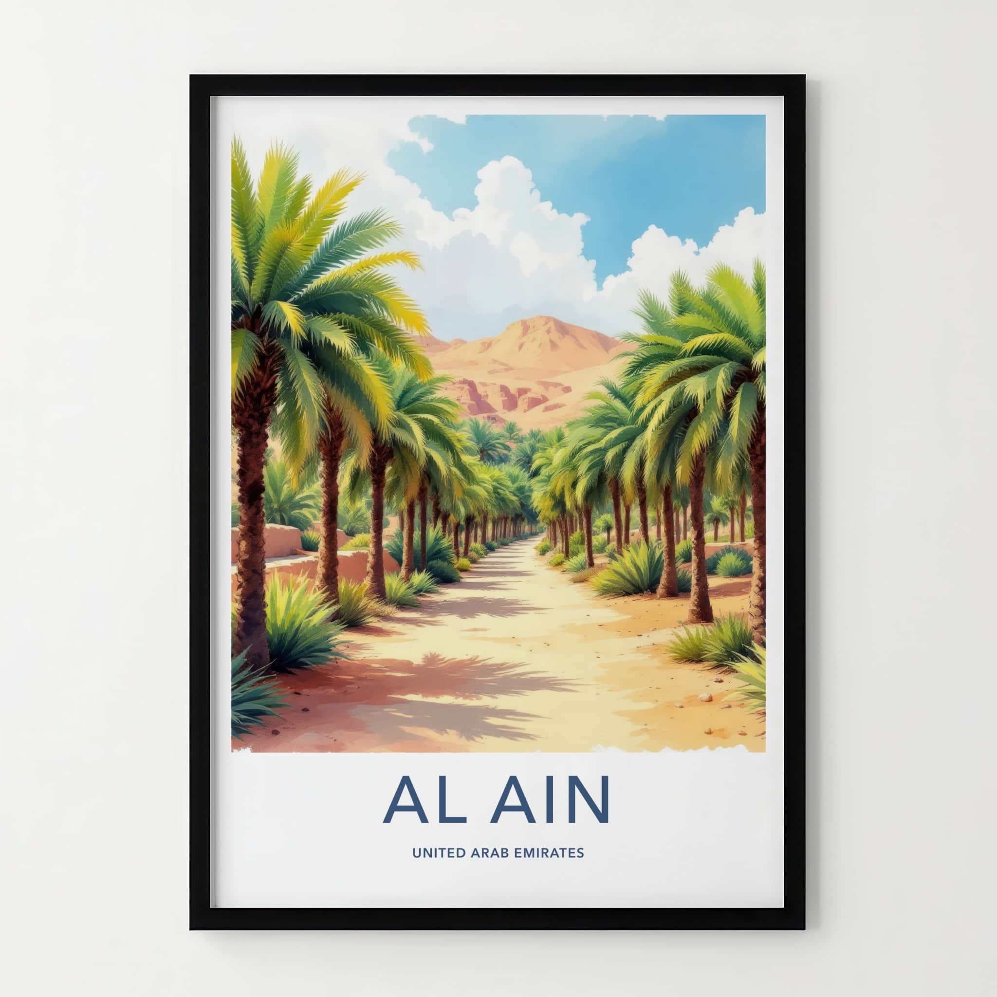 AL Ain Poster United Arab Emirates Palm Trees Desert Fine Art Wall Art