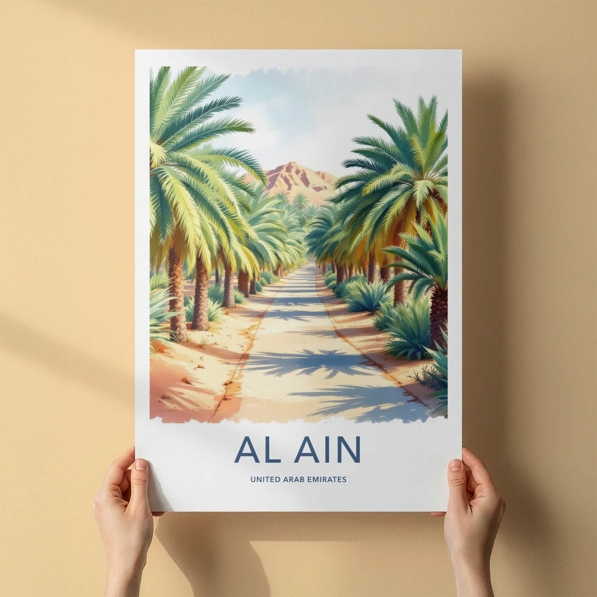 Al Ain Poster - United Arab Emirates Travel Art - Oasis Mountain Path Home Decor