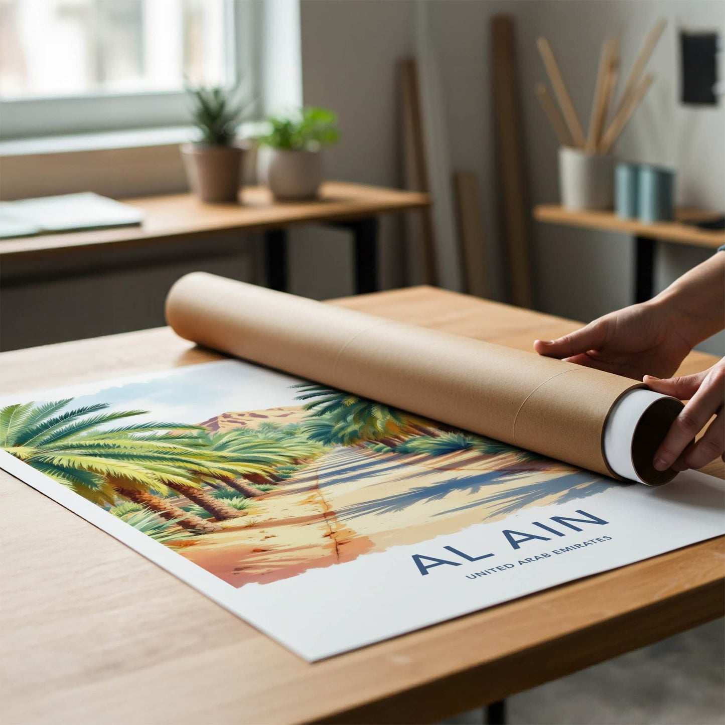 Al Ain Poster - United Arab Emirates Travel Art - Oasis Mountain Path Home Decor