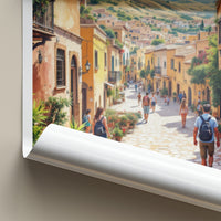 Al-Balad Poster - Jordan Travel Art - Sunlit Cobblestone Street Home Decor