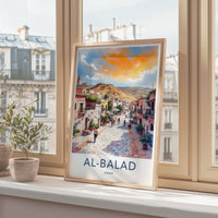 AL-BALAD Poster - Jordan Travel Art - Vibrant Cobblestone Street Home Decor