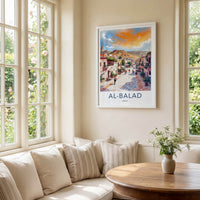 AL-BALAD Poster - Jordan Travel Art - Vibrant Cobblestone Street Home Decor