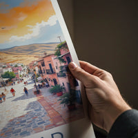 AL-BALAD Poster - Jordan Travel Art - Vibrant Cobblestone Street Home Decor