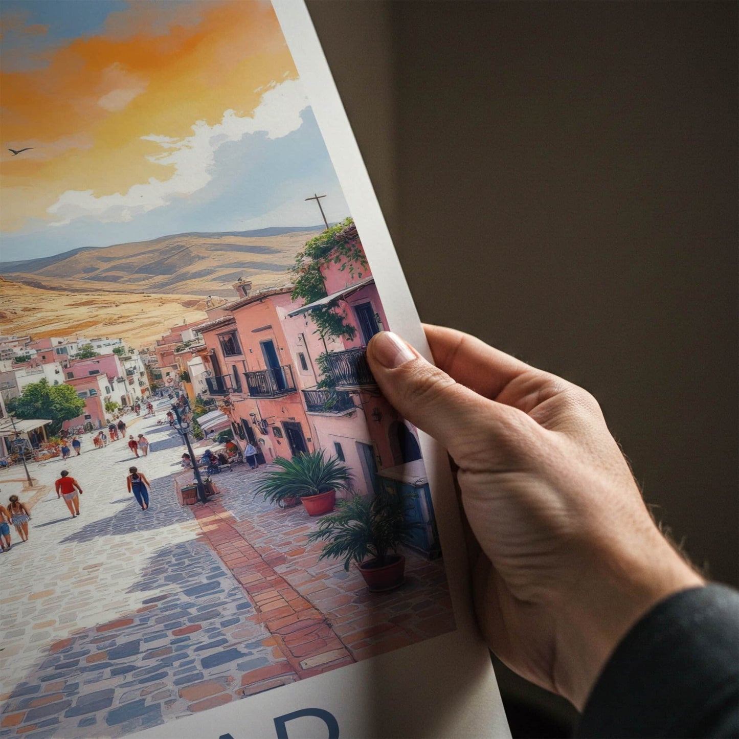 AL-BALAD Poster - Jordan Travel Art - Vibrant Cobblestone Street Home Decor