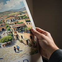 AL-BALAD Poster - Jordan Travel Art - Vibrant Village Street Home Decor
