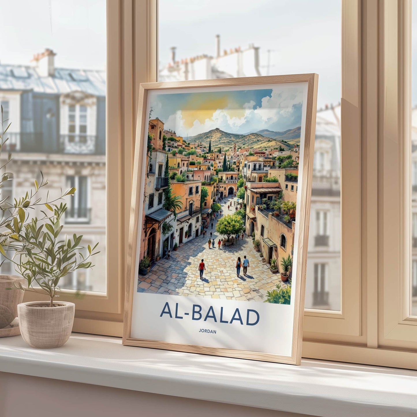 AL-BALAD Poster - Jordan Travel Art - Vibrant Village Street Home Decor