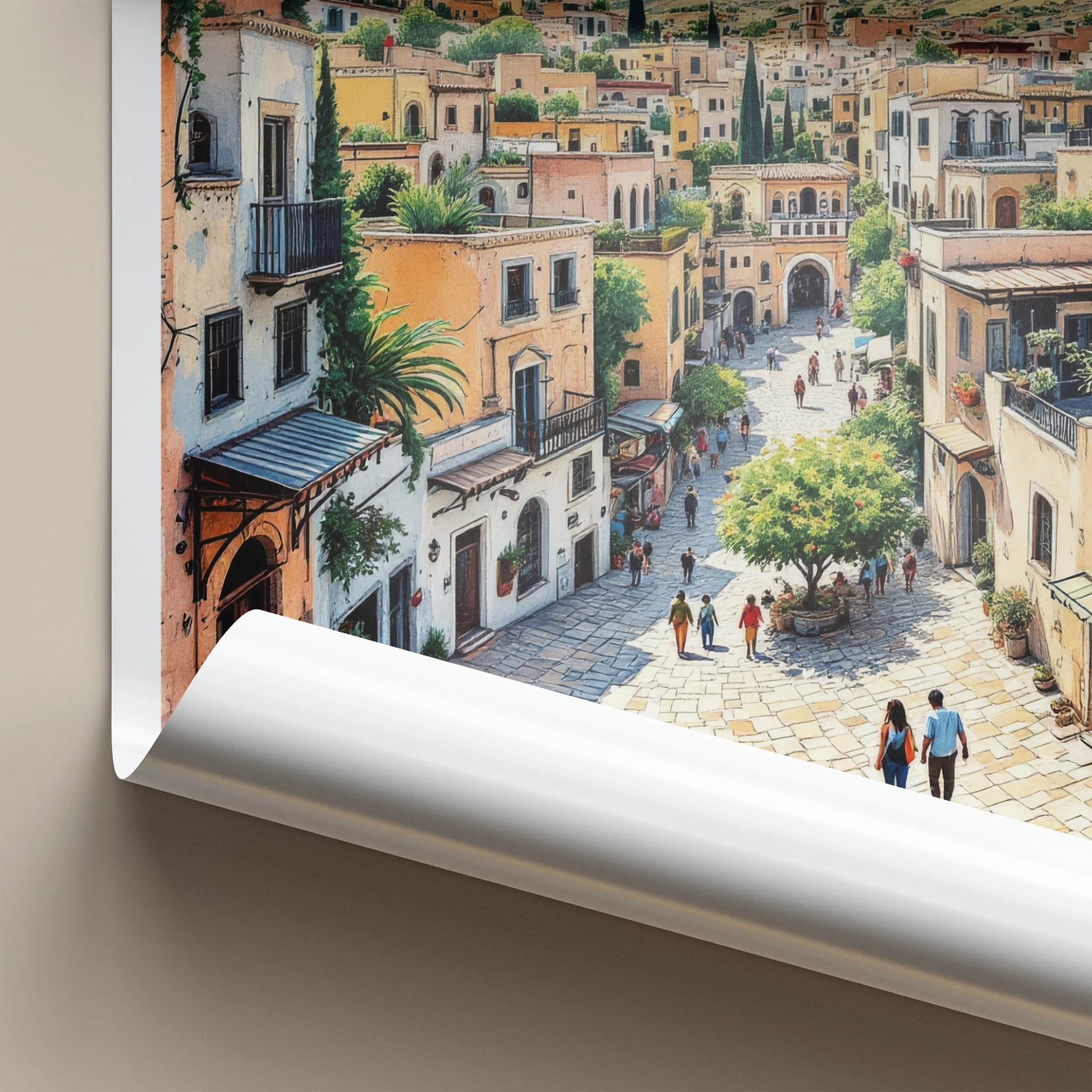AL-BALAD Poster - Jordan Travel Art - Vibrant Village Street Home Decor
