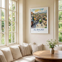 AL-BALAD Poster - Jordan Travel Art - Vibrant Village Street Home Decor