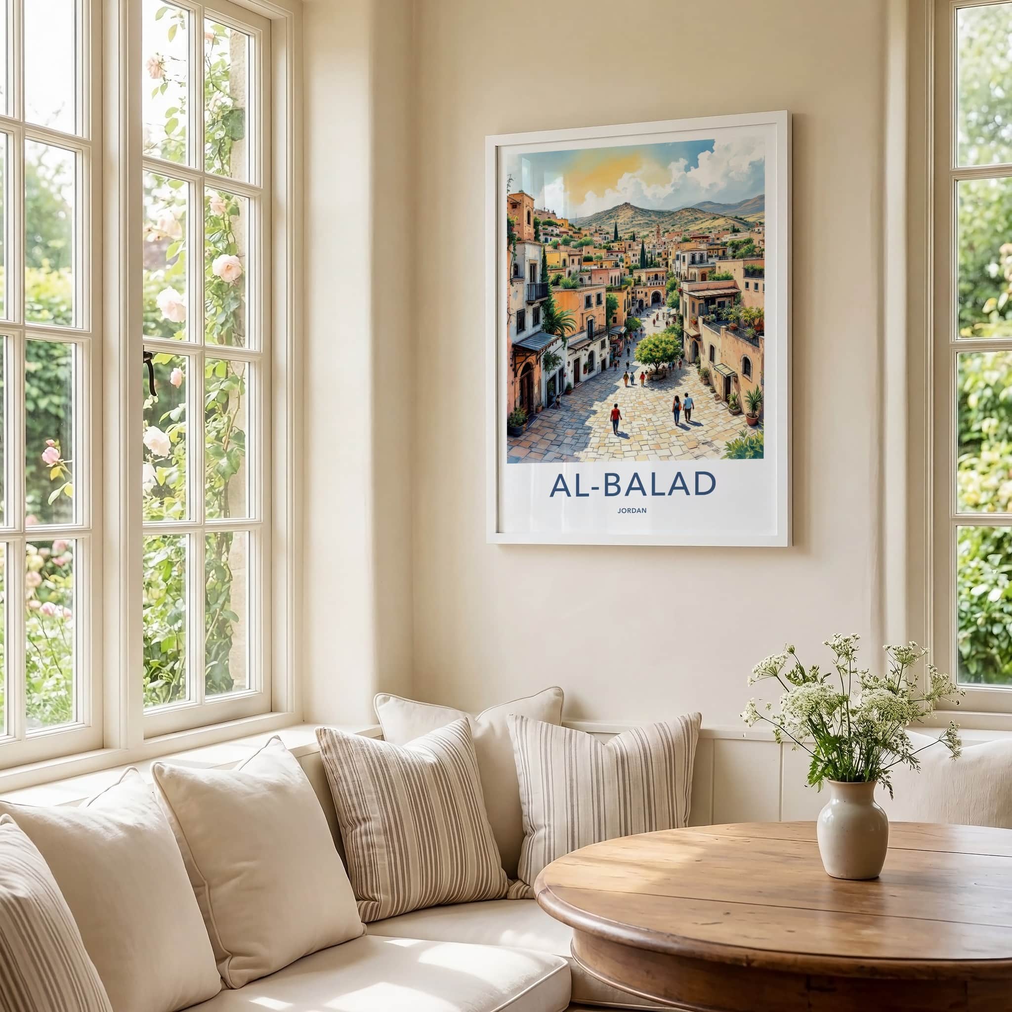 AL-BALAD Poster - Jordan Travel Art - Vibrant Village Street Home Decor