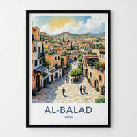 AL-BALAD Poster - Jordan Travel Art - Vibrant Village Street Home Decor