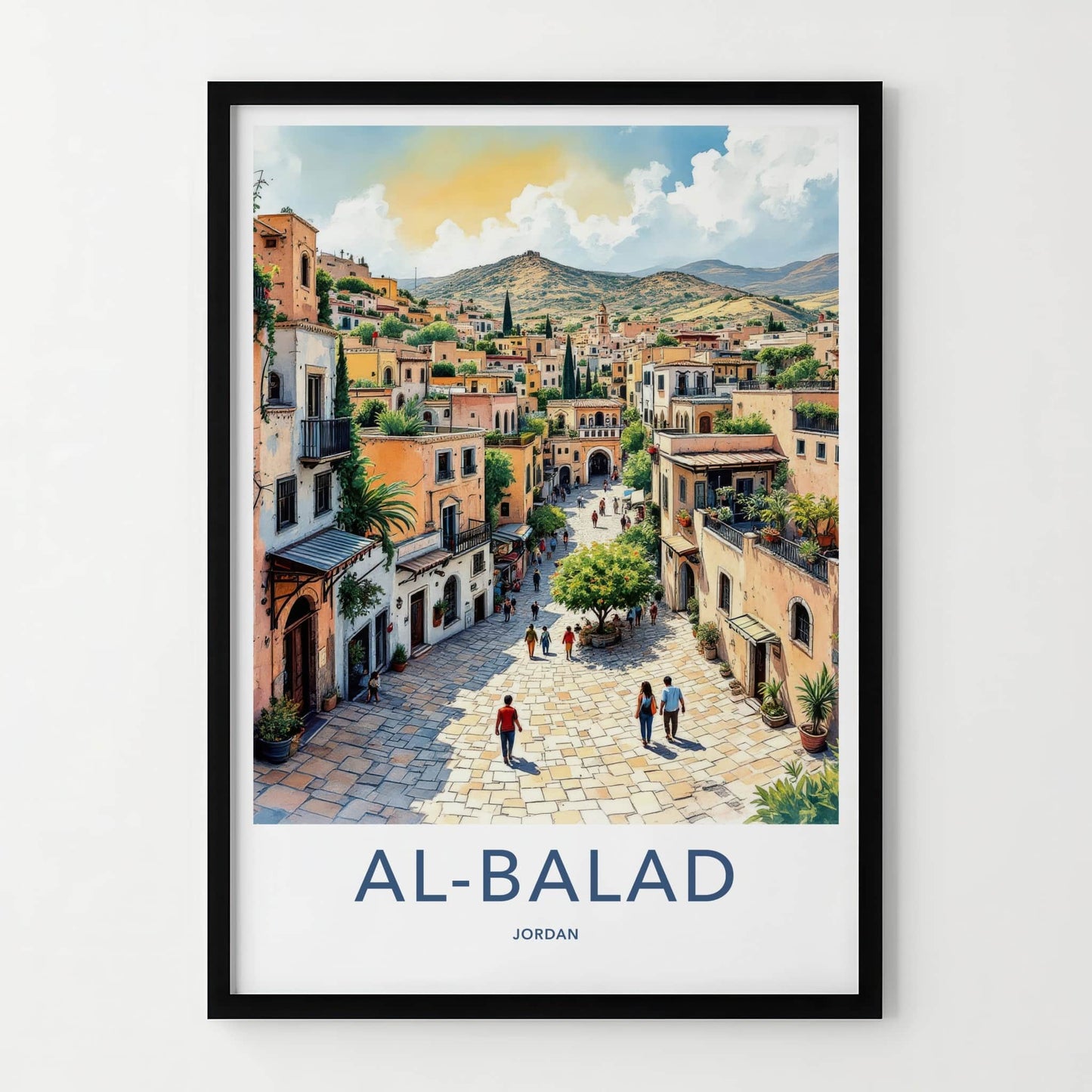 AL-BALAD Poster - Jordan Travel Art - Vibrant Village Street Home Decor
