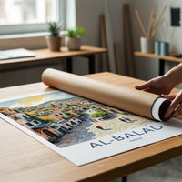 AL-BALAD Poster - Jordan Travel Art - Vibrant Village Street Home Decor