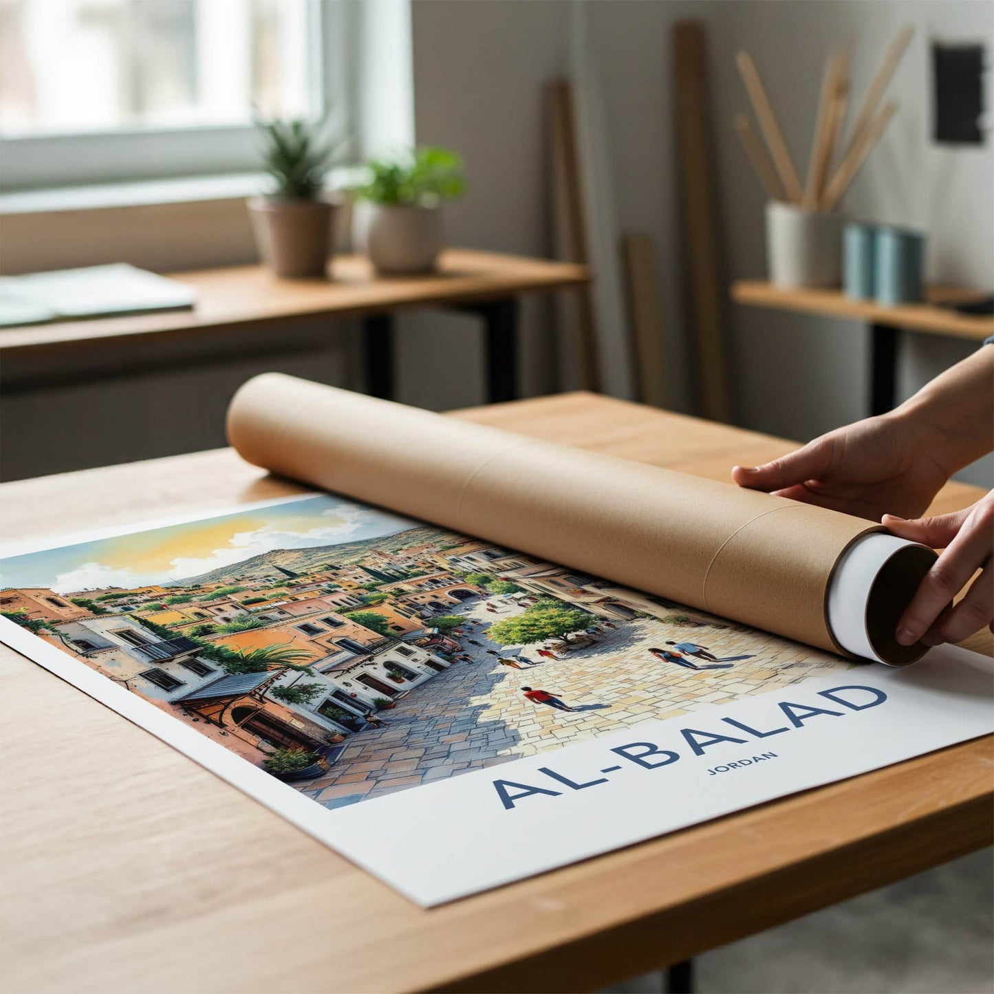 AL-BALAD Poster - Jordan Travel Art - Vibrant Village Street Home Decor