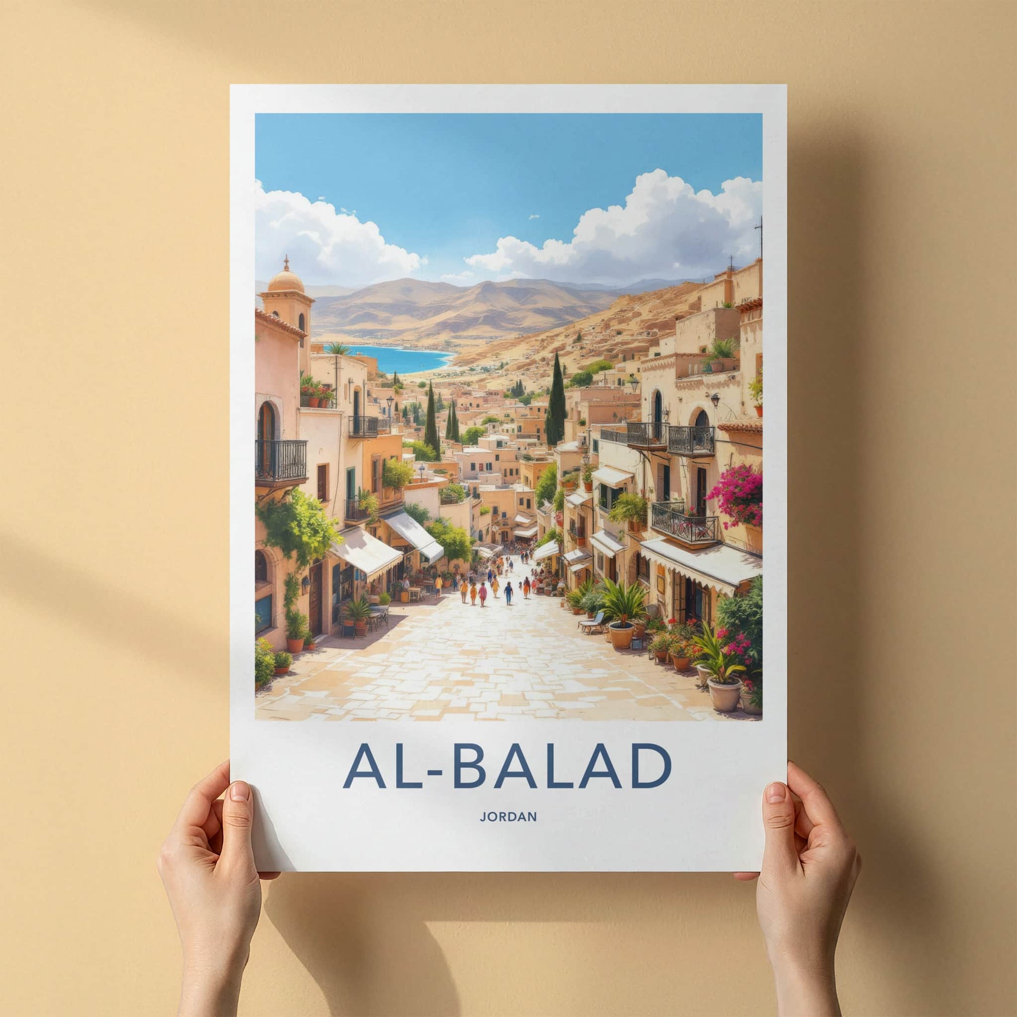 Al-Balad Poster - Jordan Travel Art - Winding Street Coastal Home Decor
