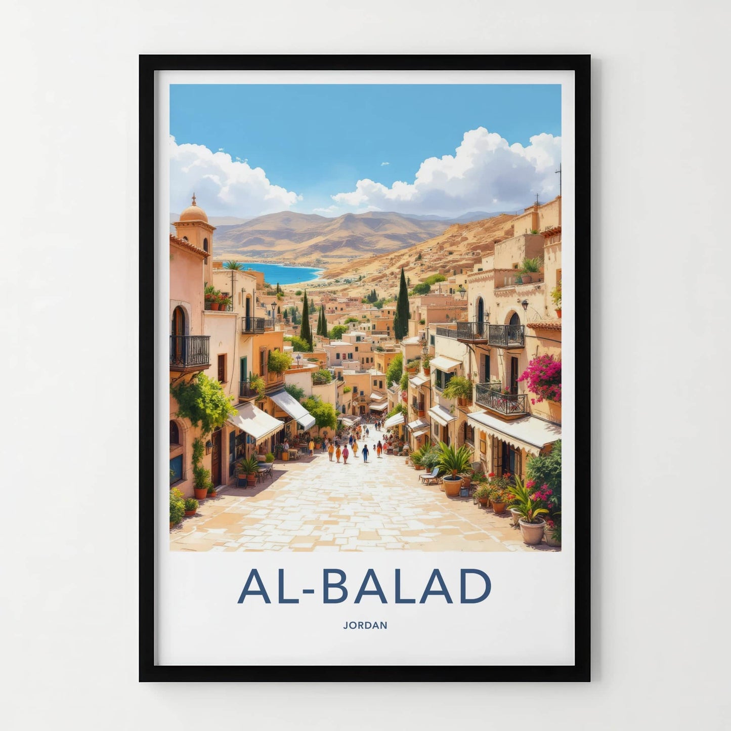 Al-Balad Poster - Jordan Travel Art - Winding Street Coastal Home Decor