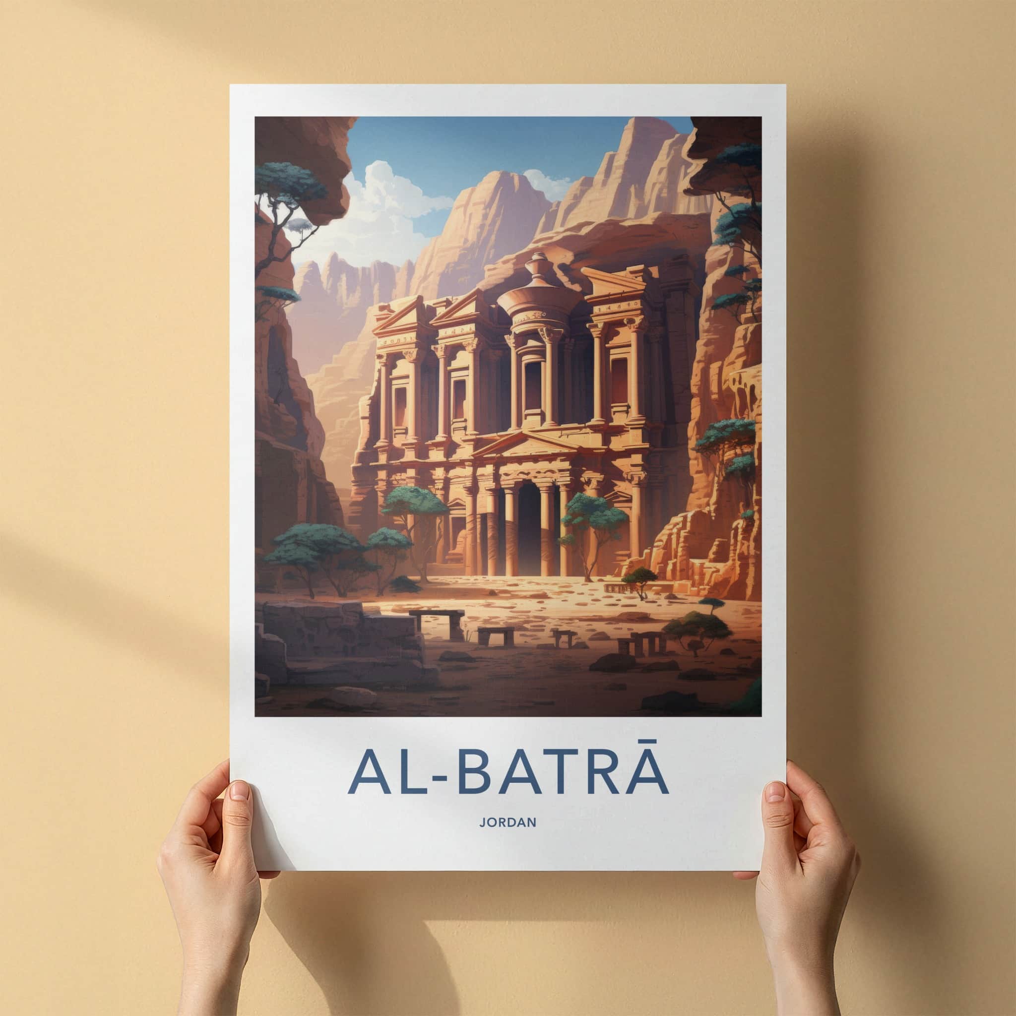 Al Batra Poster - Jordan Travel Art - Ancient Rock Structure Home Decor