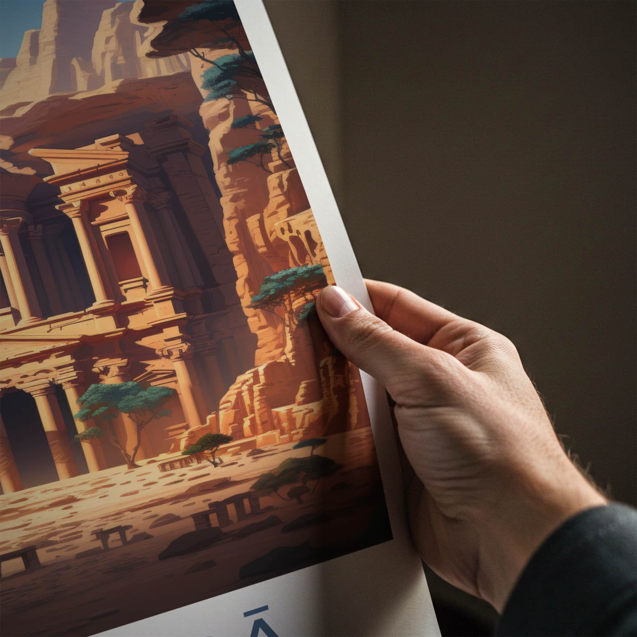 Al Batra Poster - Jordan Travel Art - Ancient Rock Structure Home Decor