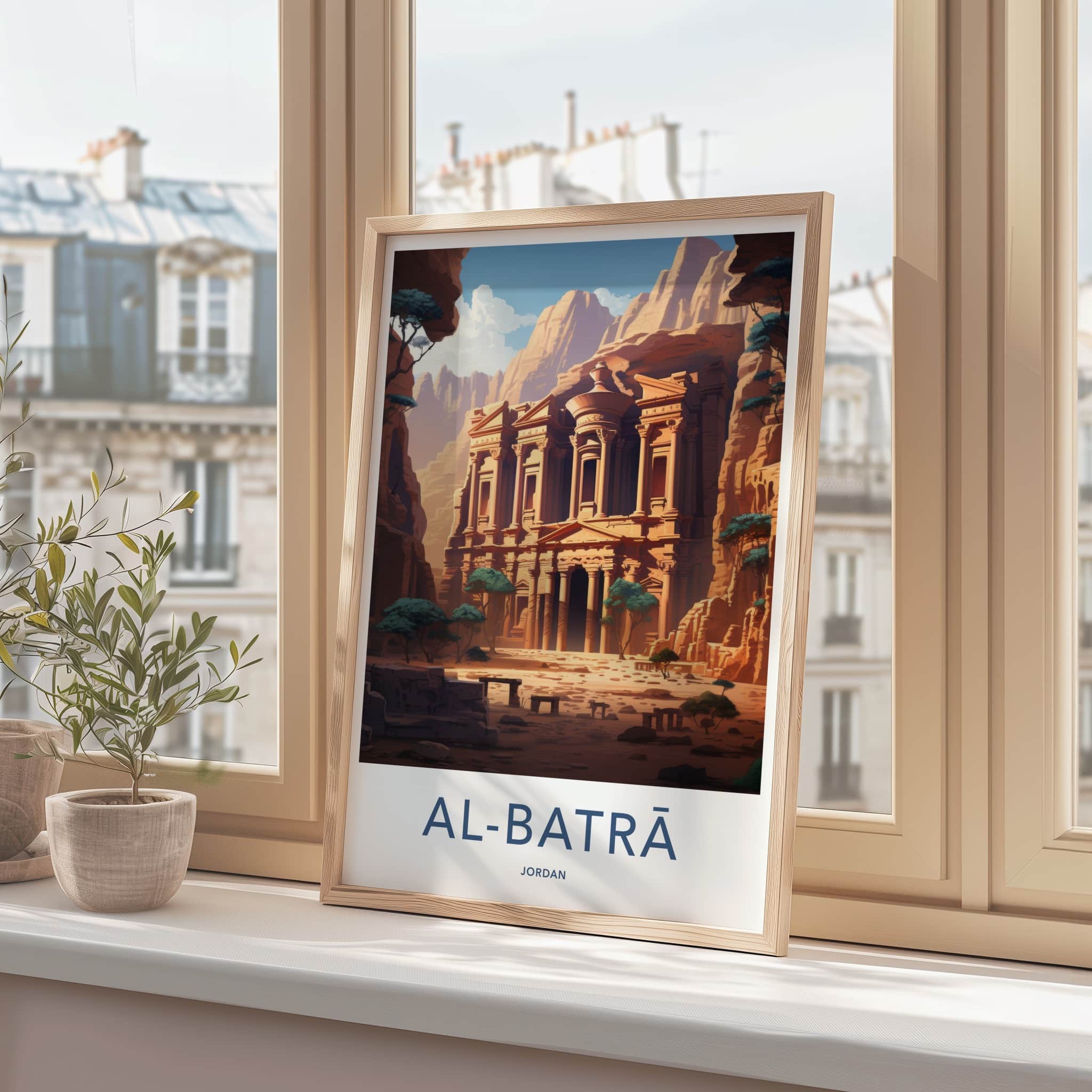 Al Batra Poster - Jordan Travel Art - Ancient Rock Structure Home Decor