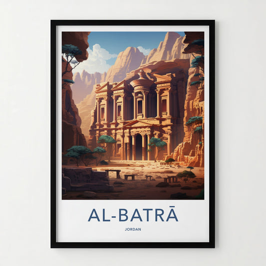 Al Batra Poster - Jordan Travel Art - Ancient Rock Structure Home Decor