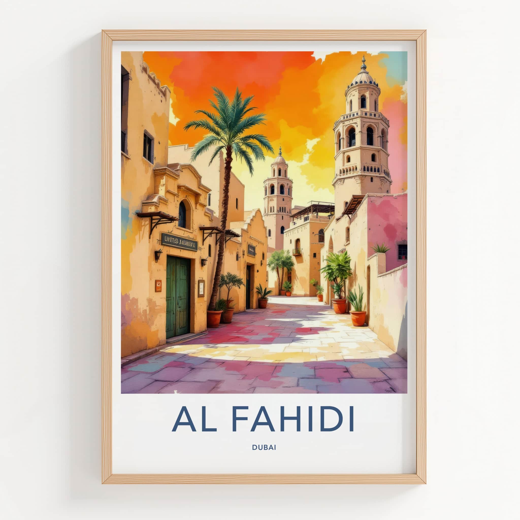 Al Fahidi Poster - Dubai Travel Art - Ancient Towers Street Gallery Art
