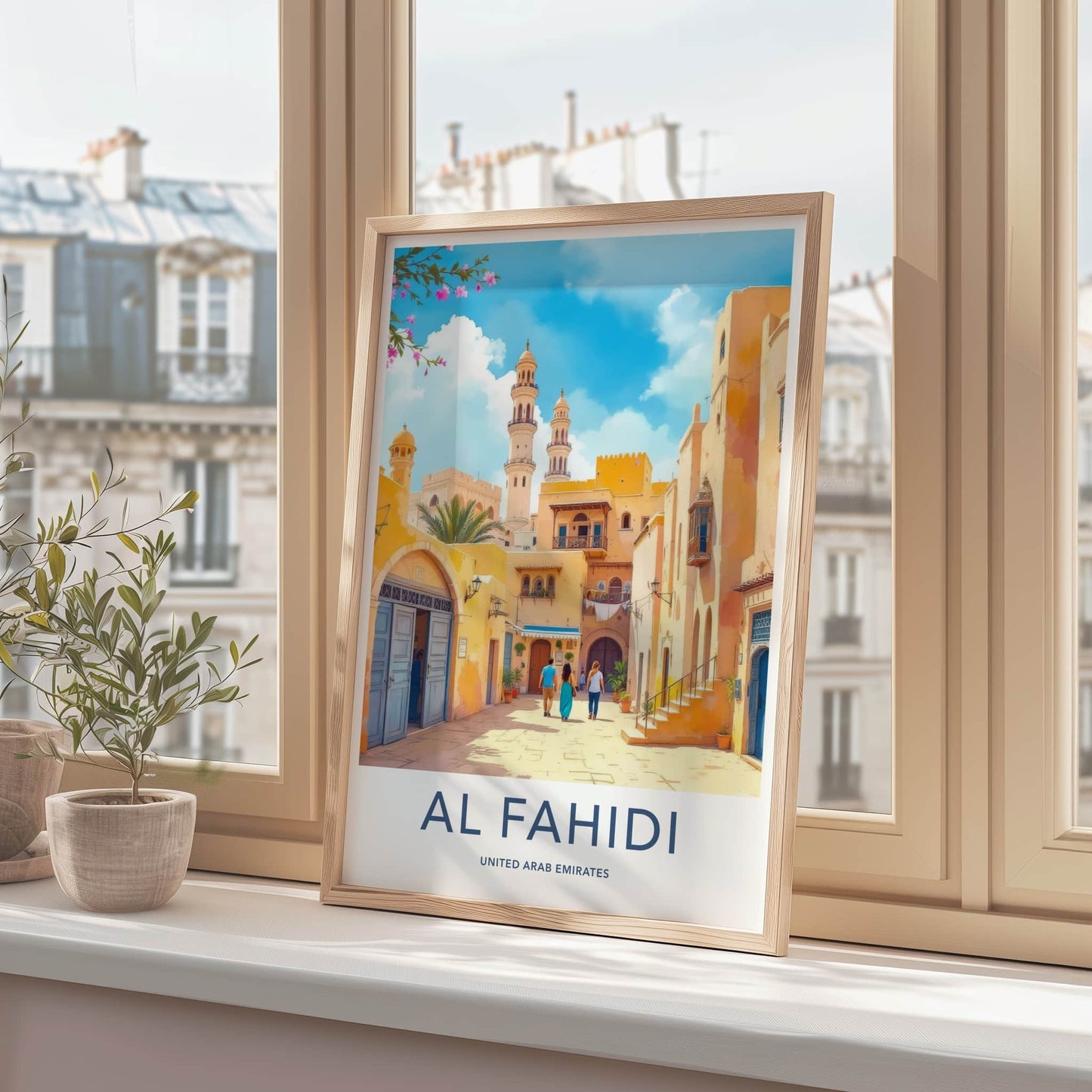 AL FAHIDI Poster - United Arab Emirates Travel Art - Desert Cityscape Scene Home Decor