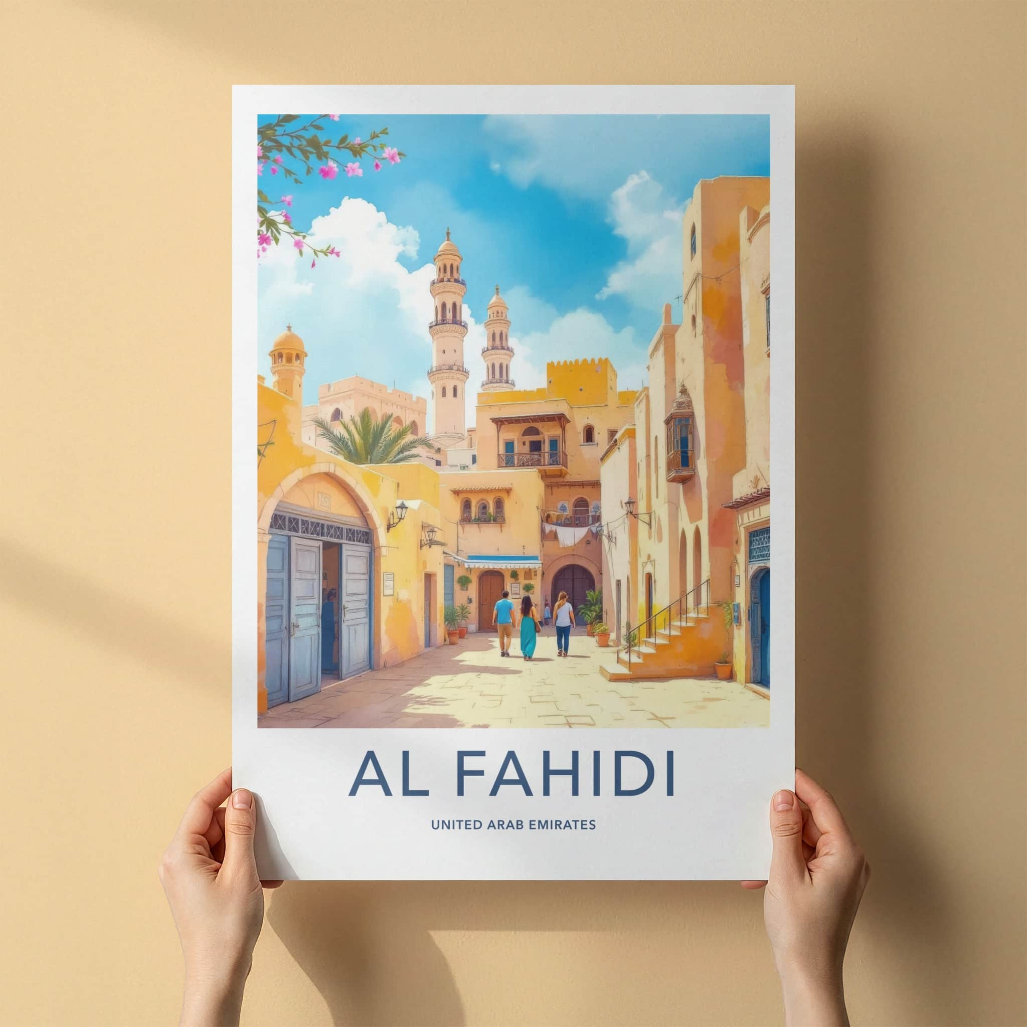 AL FAHIDI Poster - United Arab Emirates Travel Art - Desert Cityscape Scene Home Decor