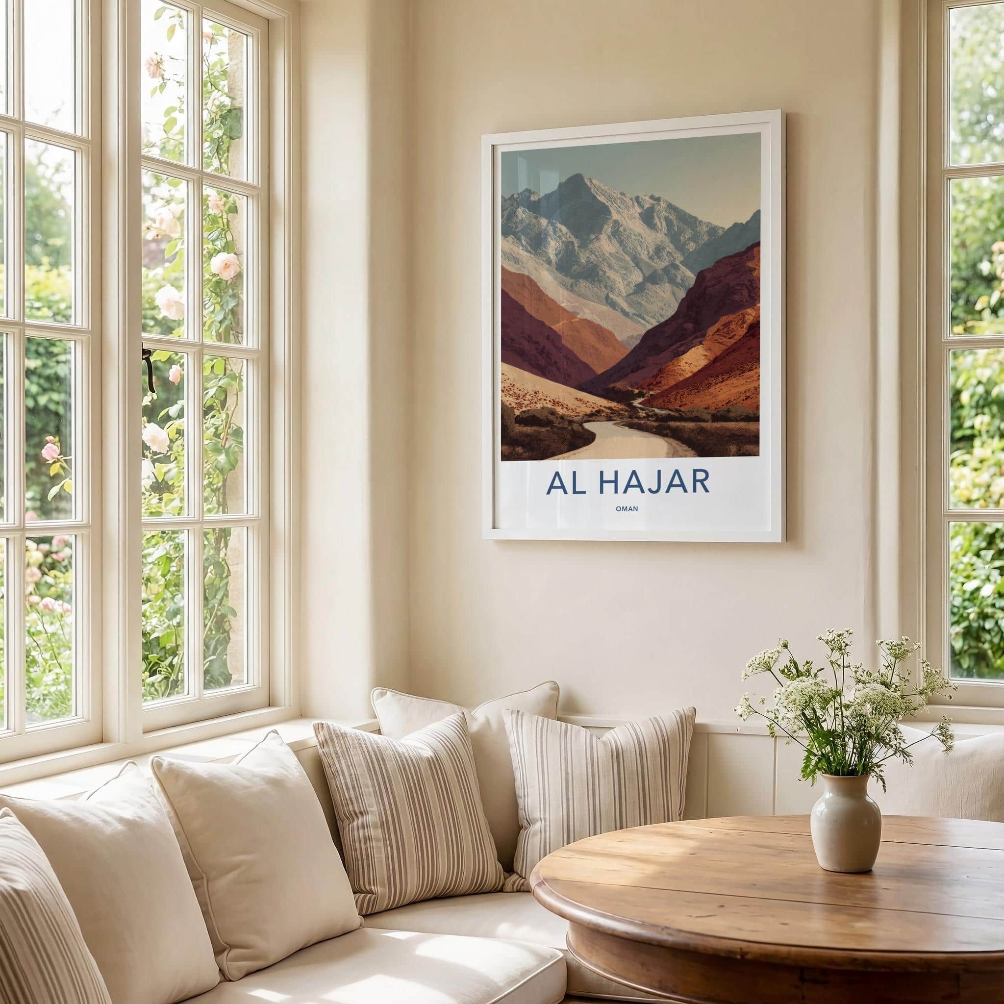 Al Hajar Poster - Oman Travel Art - Winding mountain path Wall Decor