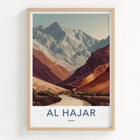 Al Hajar Poster - Oman Travel Art - Winding mountain path Wall Decor