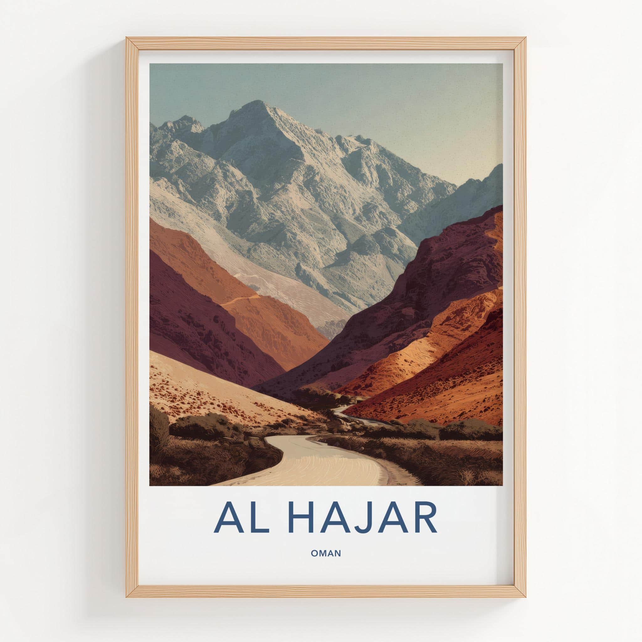 Al Hajar Poster - Oman Travel Art - Winding mountain path Wall Decor