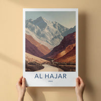 Al Hajar Poster - Oman Travel Art - Winding mountain path Wall Decor