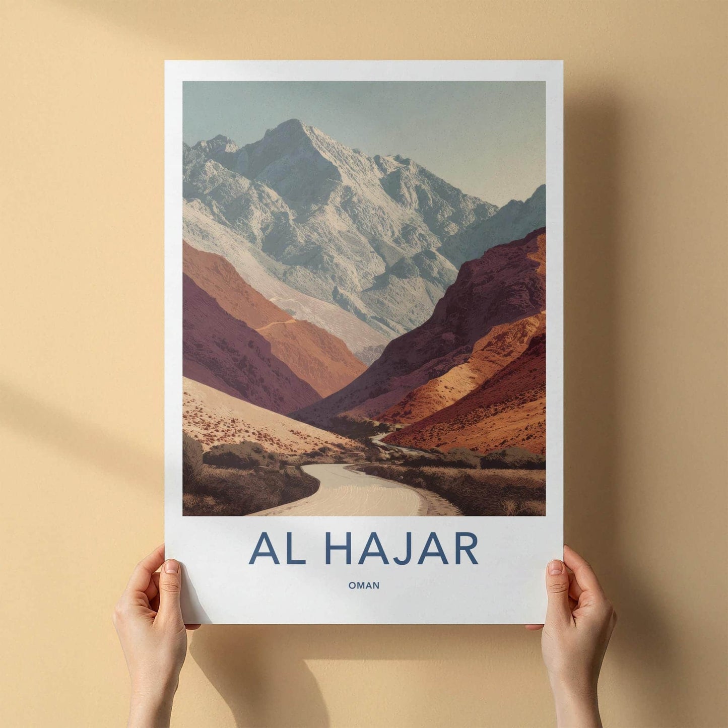 Al Hajar Poster - Oman Travel Art - Winding mountain path Wall Decor