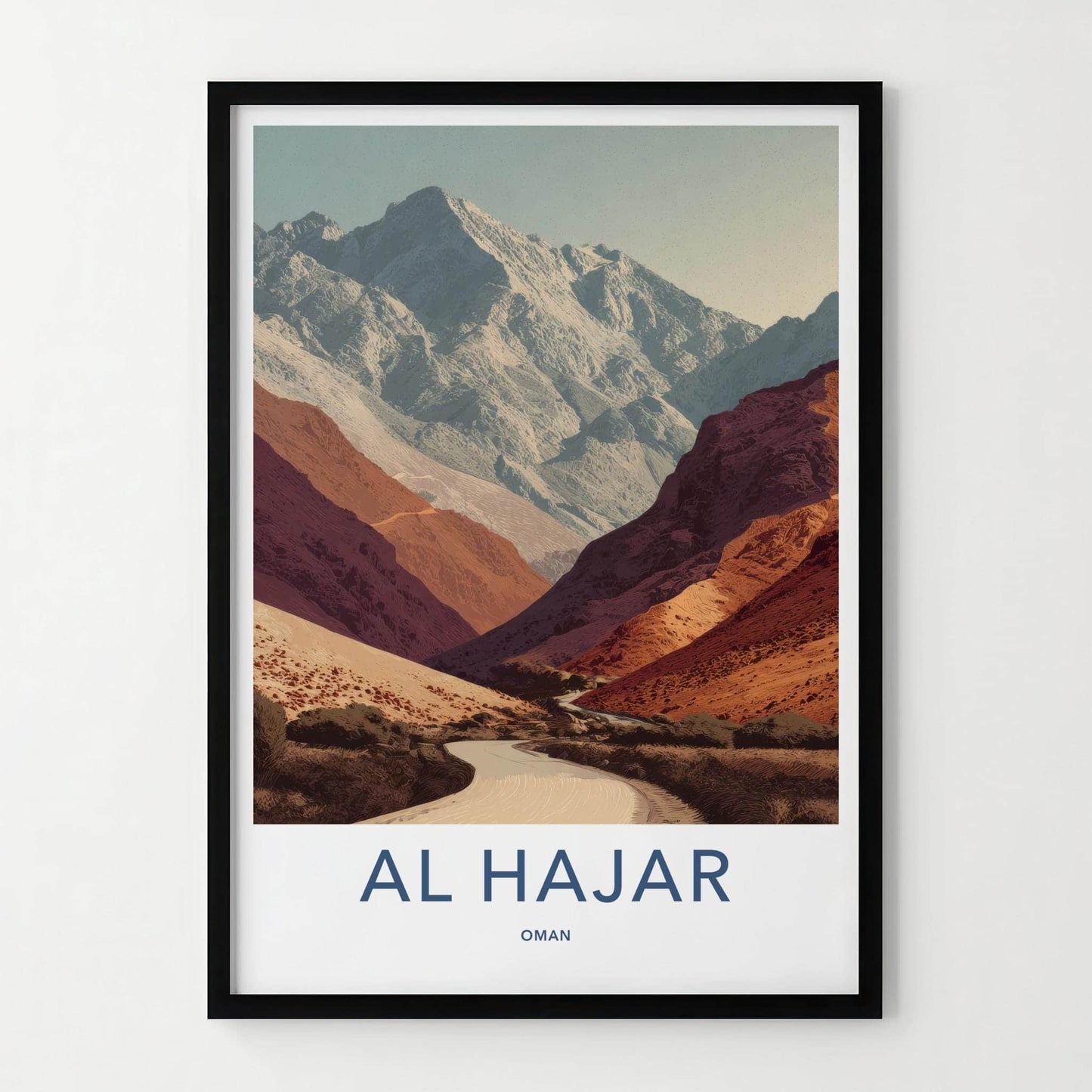 Al Hajar Poster - Oman Travel Art - Winding mountain path Wall Decor
