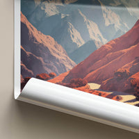 Al Hajar Poster - Oman Travel Illustration - Red Mountain Vista Home Decor