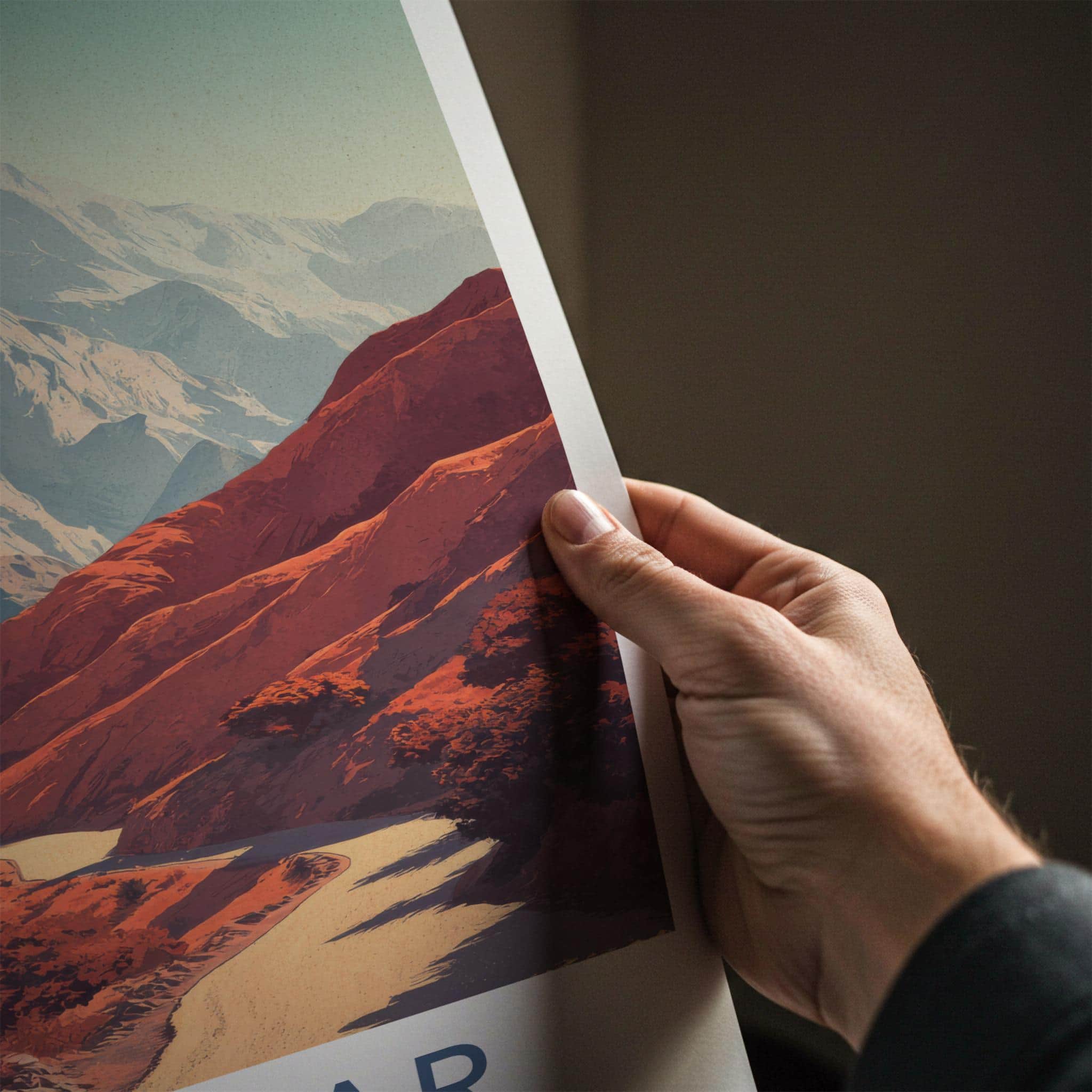 Al Hajar Poster - Oman Travel Illustration - Red Mountain Vista Home Decor