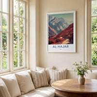 Al Hajar Poster - Oman Travel Illustration - Red Mountain Vista Home Decor