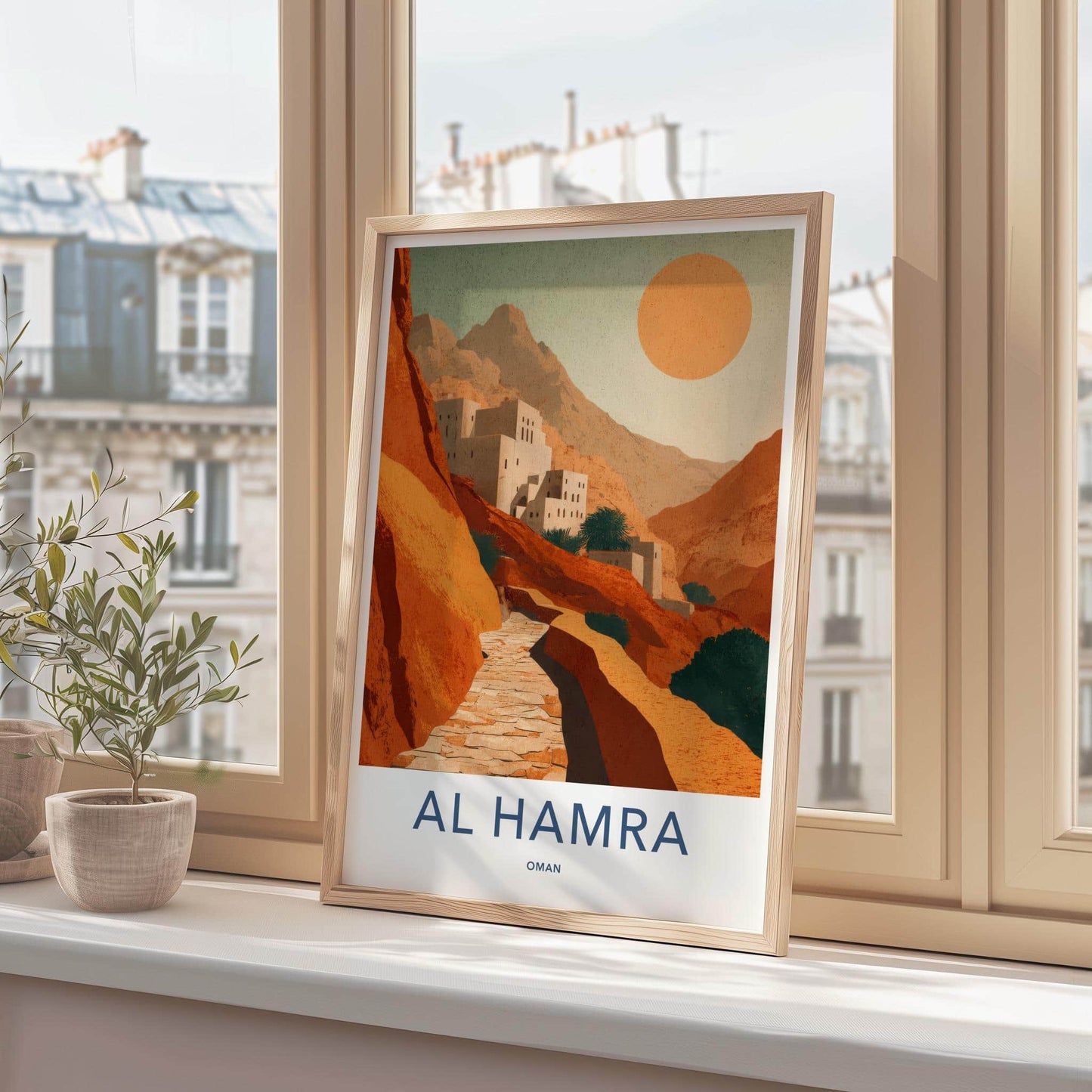 Al Hamra Poster - Oman Travel Art - Ancient desert village Home Decor