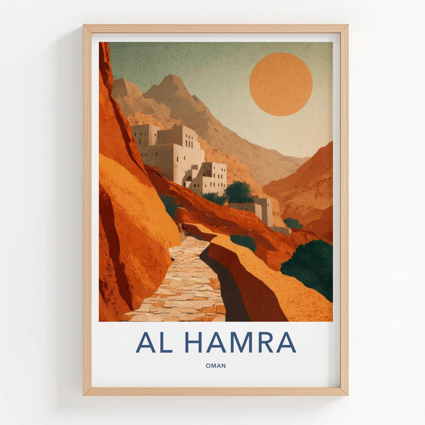 Al Hamra Poster - Oman Travel Art - Ancient desert village Home Decor