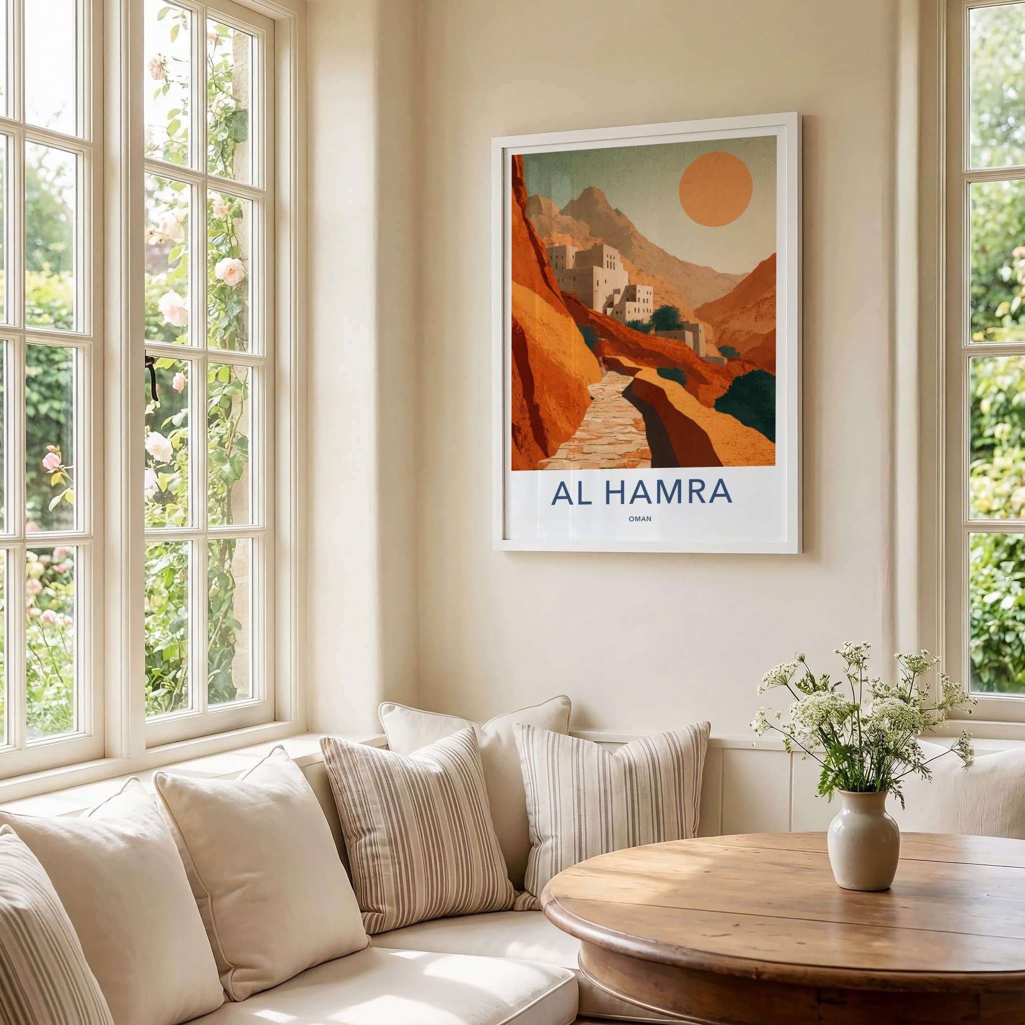 Al Hamra Poster - Oman Travel Art - Ancient desert village Home Decor