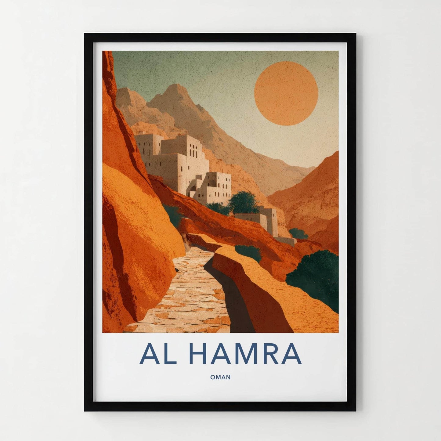Al Hamra Poster - Oman Travel Art - Ancient desert village Home Decor